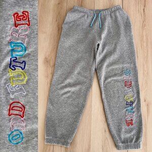 Odd Future Colorful Logo Embroidered Grey Sweatpants Men's Unisex Lrg WITH FLAWS
